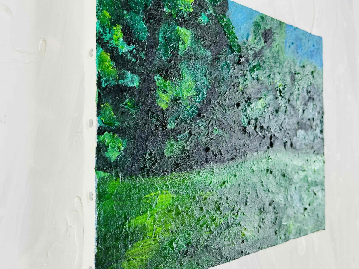 原画・油彩「夏の公園　2026」絵画 ・F3（22×27㎝ ）アート・キャンバス - FROM ARTIST
