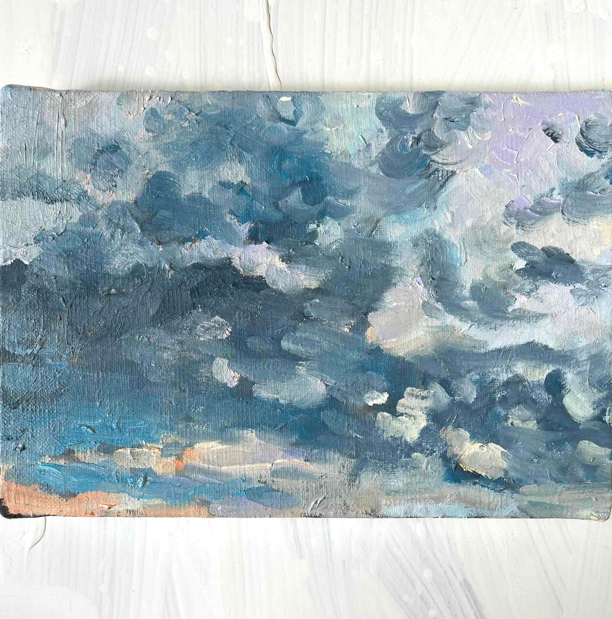 原画　油彩「朝空　20260710」絵画・サムホールサイズ （16×23㎝）アート・キャンバス - FROM ARTIST