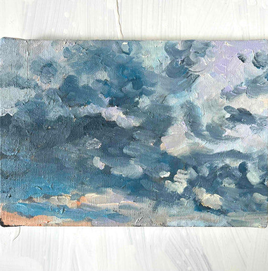 原画　油彩「朝空　20260710」絵画・サムホールサイズ （16×23㎝）アート・キャンバス - FROM ARTIST