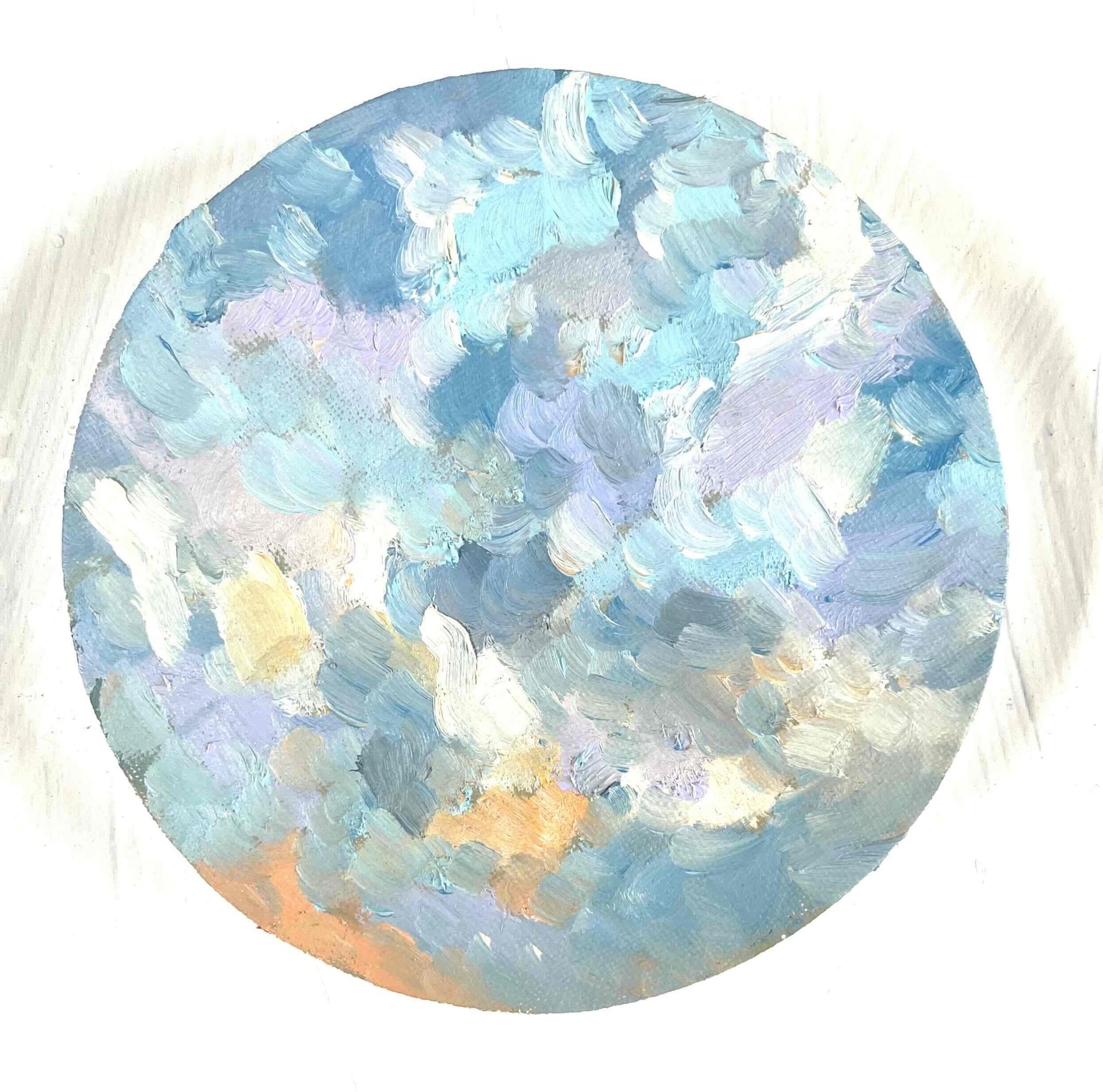 原画・油彩 『 朝空　20260711』絵画・ 直径15cm・アート・丸形キャンバス - FROM ARTIST