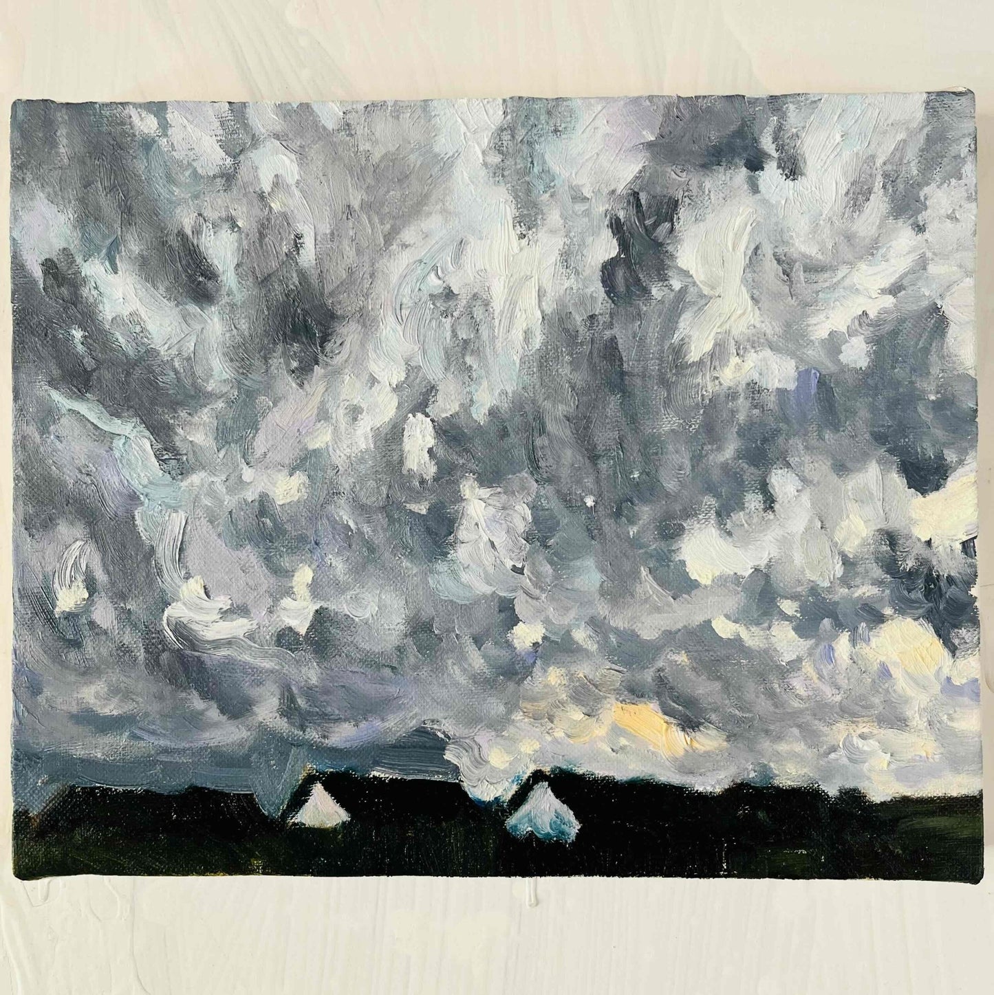 原画・油彩「近所の風景　空　20262」絵画 ・F3（22×27㎝）アート・キャンバス - FROM ARTIST