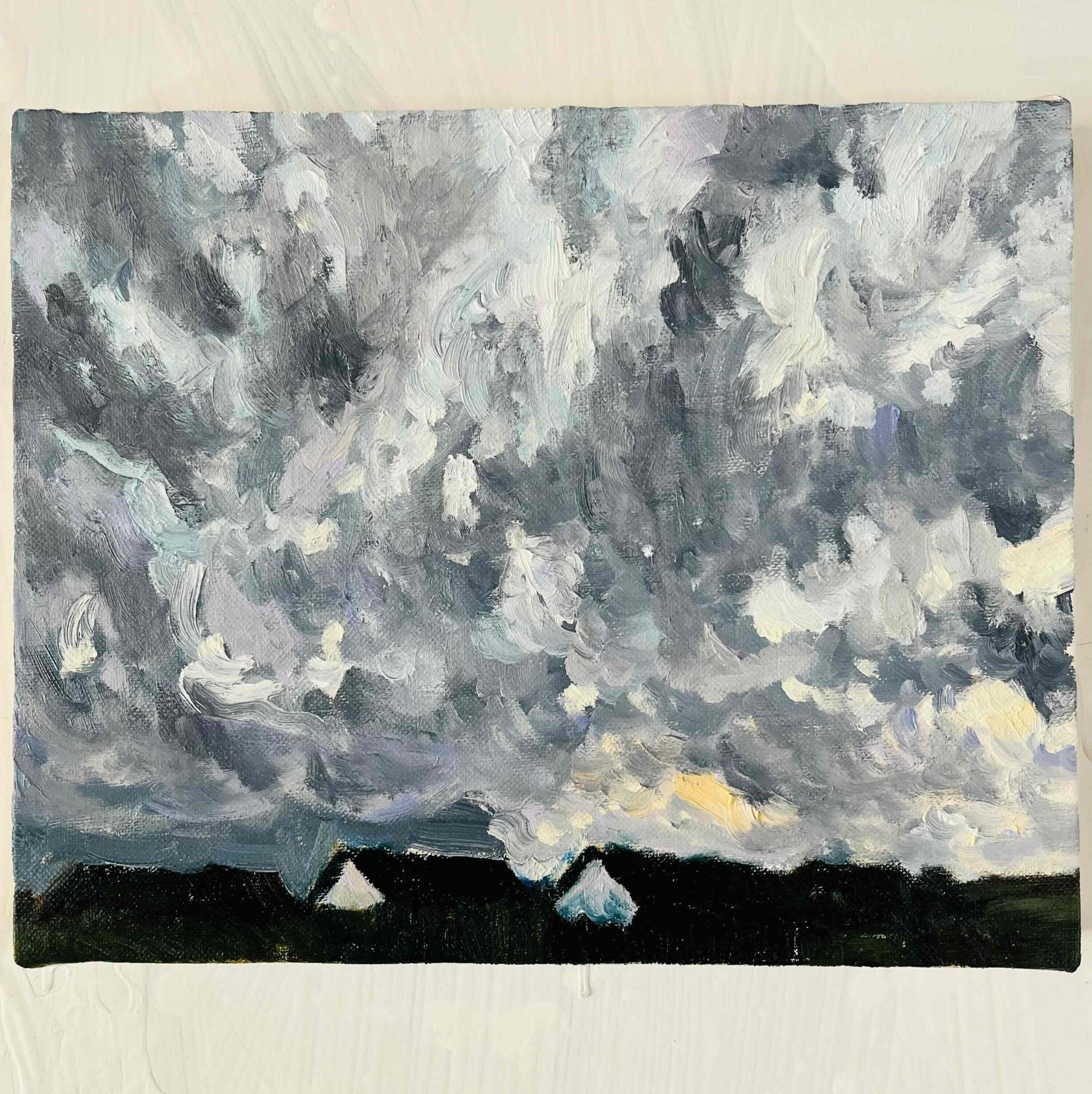 原画・油彩「近所の風景　空　20262」絵画 ・F3（22×27㎝）アート・キャンバス - FROM ARTIST