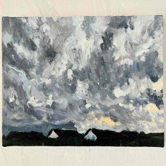 原画・油彩「近所の風景　空　20262」絵画 ・F3（22×27㎝）アート・キャンバス - FROM ARTIST