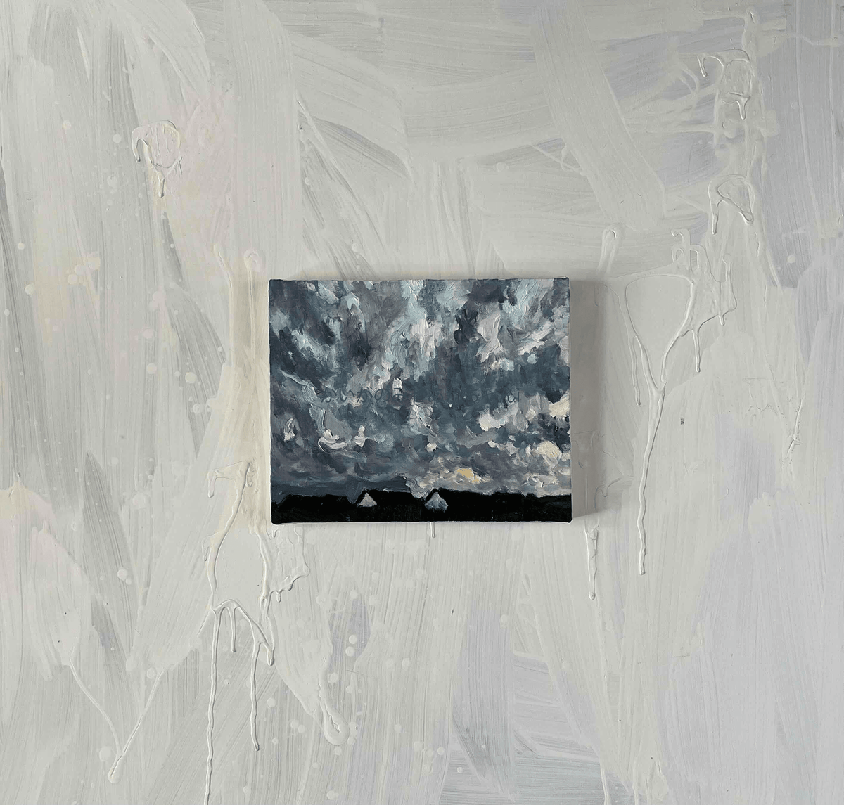 原画・油彩「近所の風景　空　20262」絵画 ・F3（22×27㎝）アート・キャンバス - FROM ARTIST