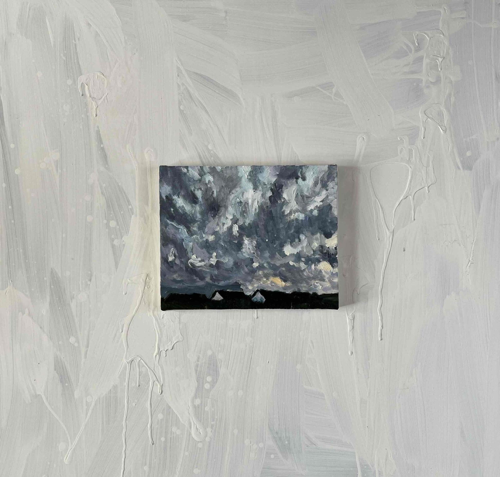 原画・油彩「近所の風景　空　20262」絵画 ・F3（22×27㎝）アート・キャンバス - FROM ARTIST