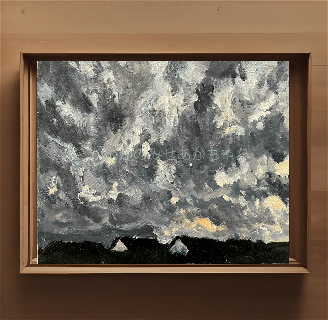 原画・油彩「近所の風景　空　20262」絵画 ・F3（22×27㎝）アート・キャンバス - FROM ARTIST