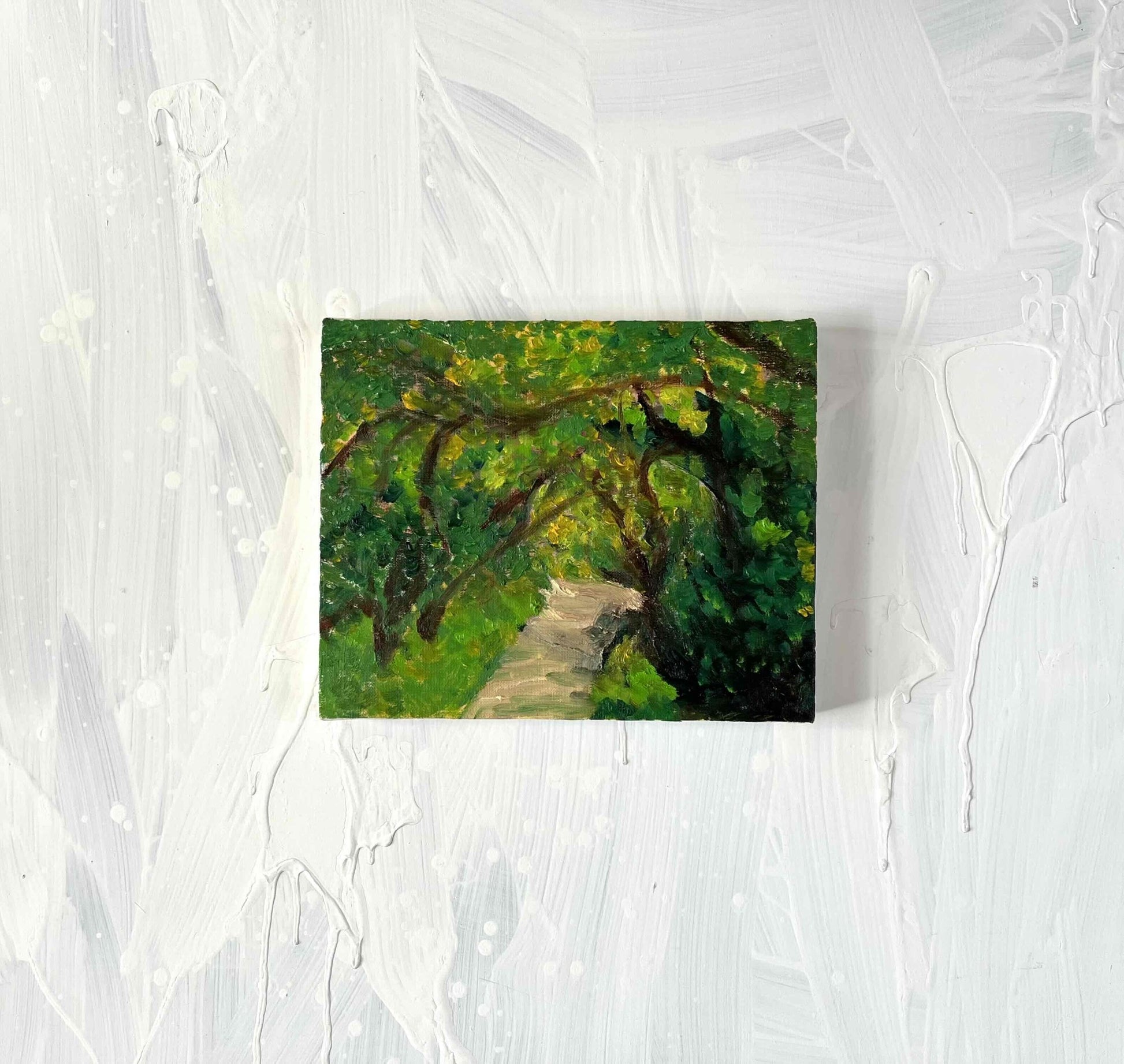 原画・油彩「近所の風景　堤防　20262」絵画・F3（ 22×27㎝）アート・キャンバス - FROM ARTIST