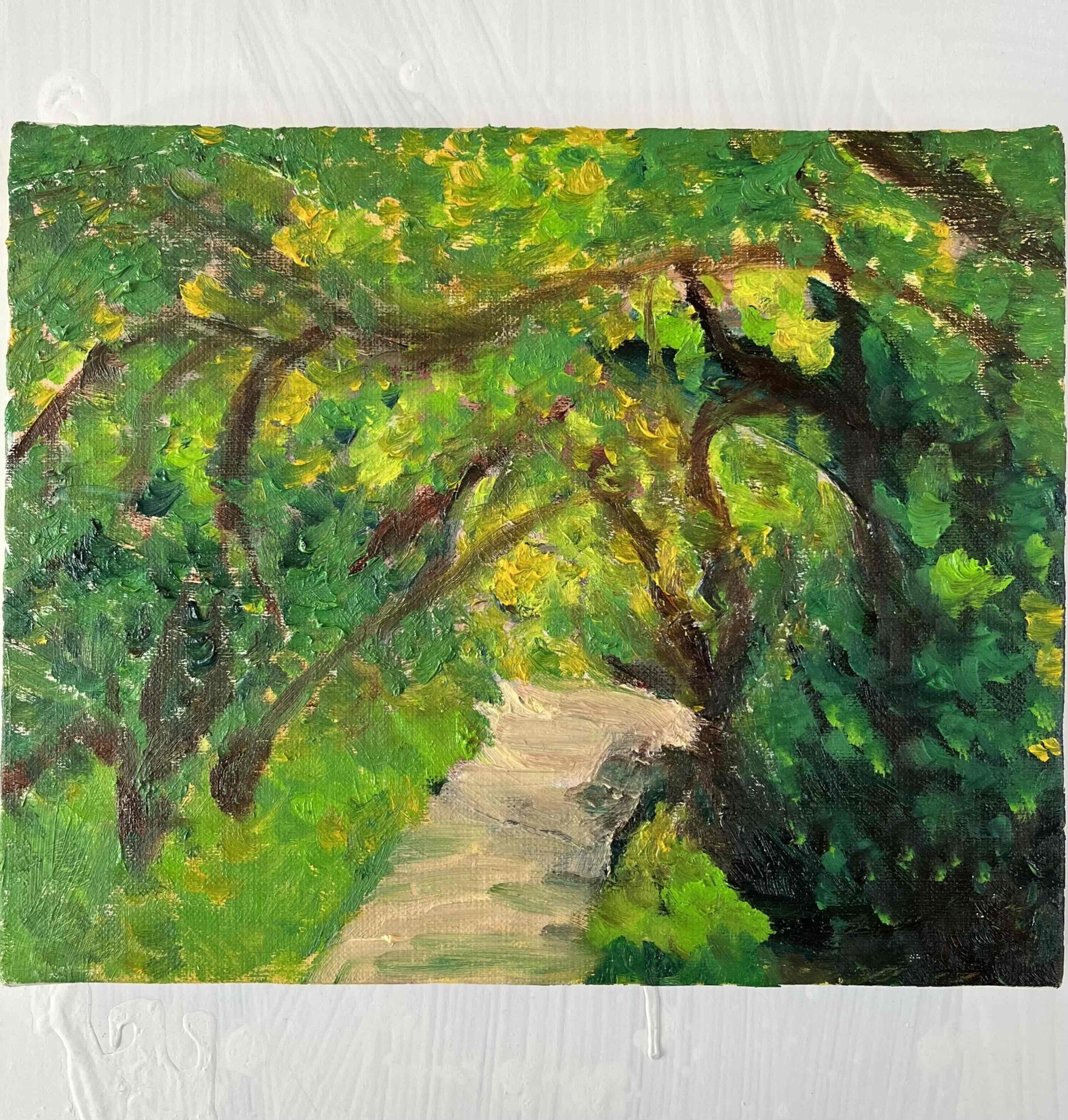原画・油彩「近所の風景　堤防　20262」絵画・F3（ 22×27㎝）アート・キャンバス - FROM ARTIST