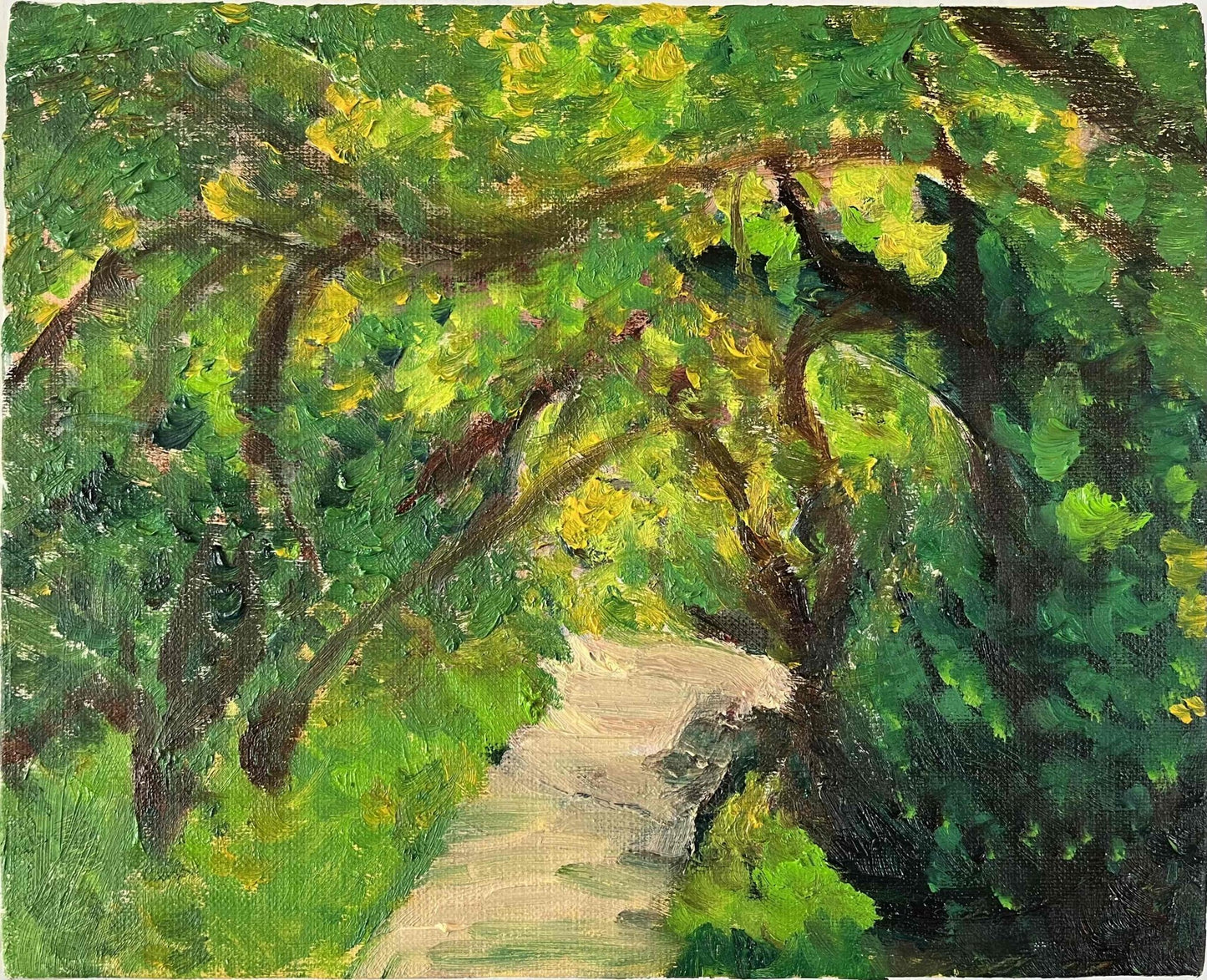 原画・油彩「近所の風景　堤防　20262」絵画・F3（ 22×27㎝）アート・キャンバス - FROM ARTIST