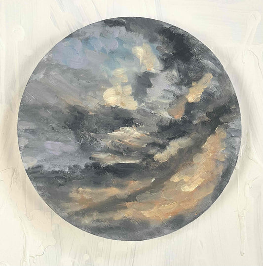 油彩・原画 『空　20265』絵画 ・直径30cm 丸形・アート・キャンバス - FROM ARTIST