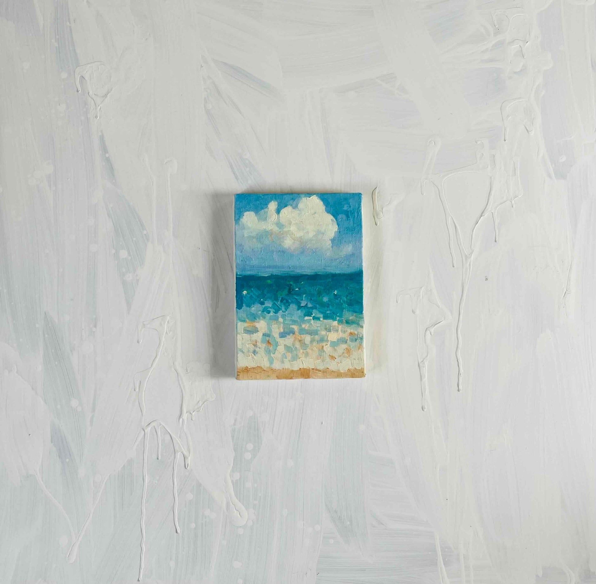 原画　油彩「朝の海　20266」絵画・サムホールサイズ （16×23㎝）アート・キャンバス - FROM ARTIST