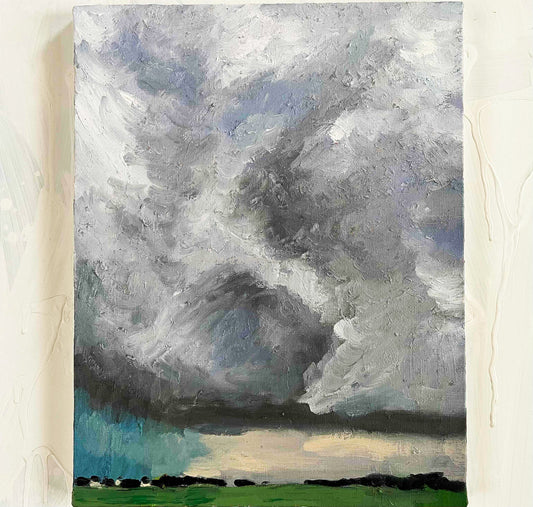 原画・油彩「田園と空　2026613」絵画 F6（32×41㎝）アート・キャンバス - FROM ARTIST