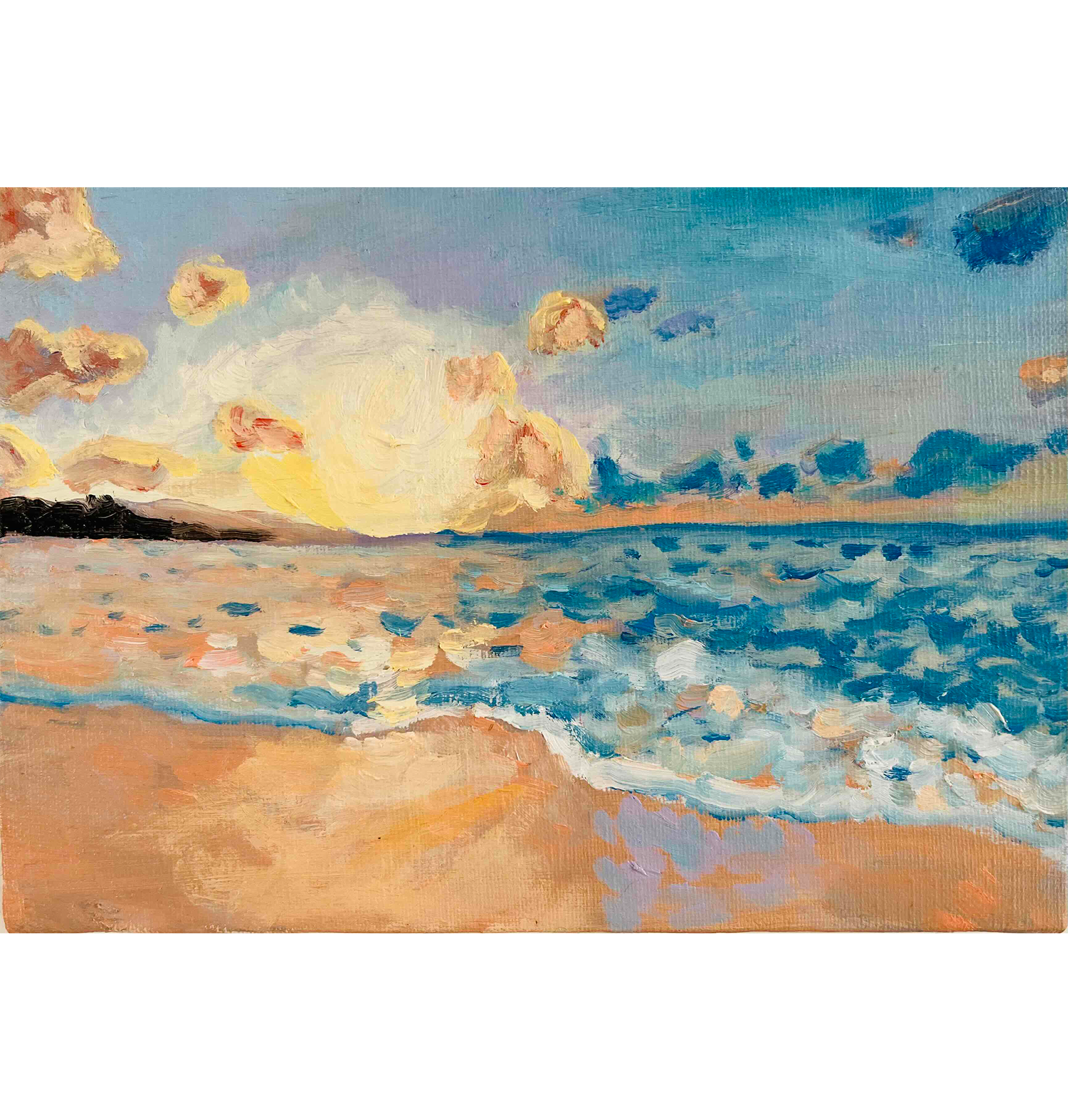 原画・油彩「朝の海　20266」絵画・サムホール（16×23㎝）アート・キャンバス - FROM ARTIST