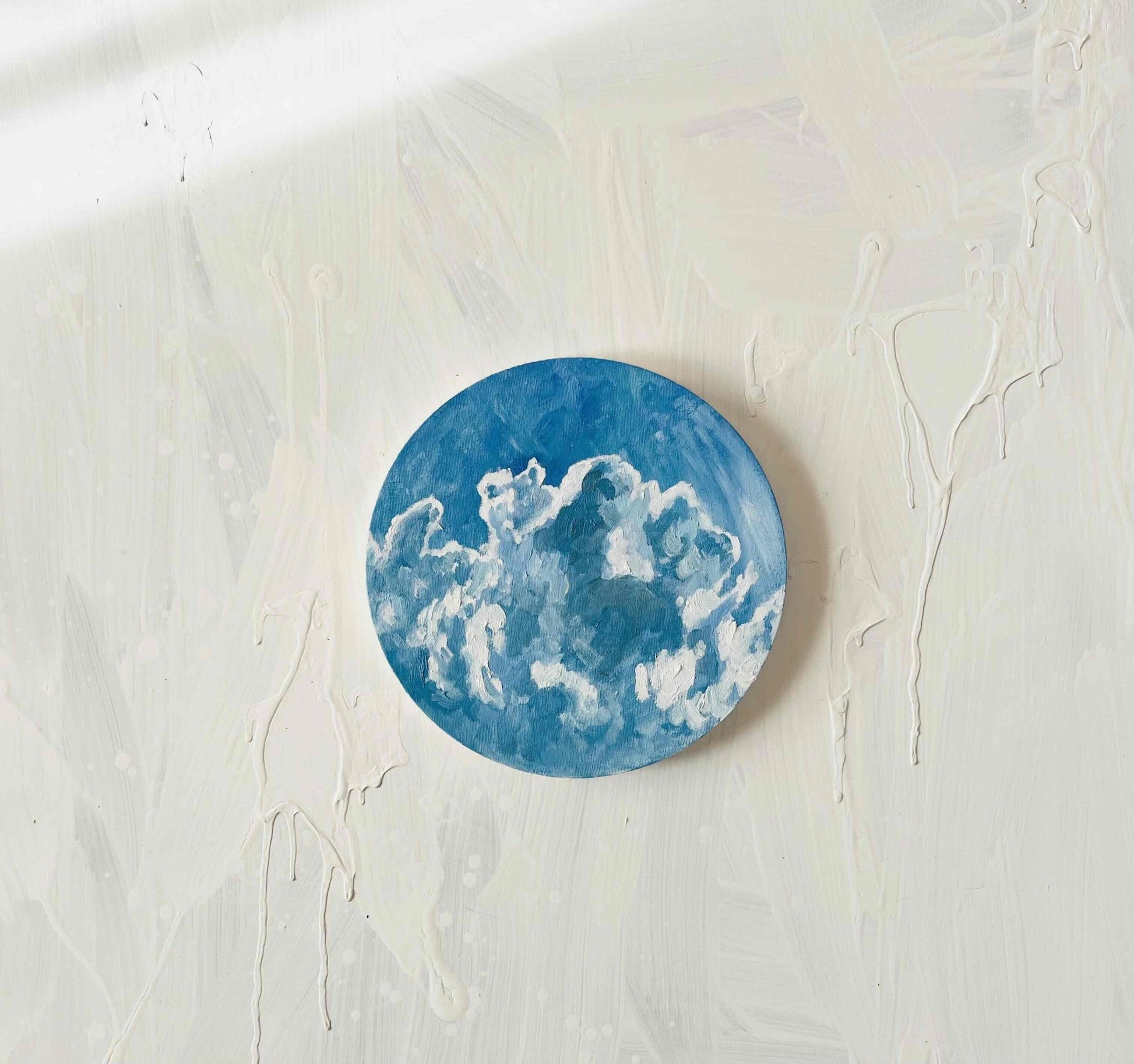 原画・油彩「夏の空」絵画・直径25㎝・アート・丸形キャンバス - FROM ARTIST