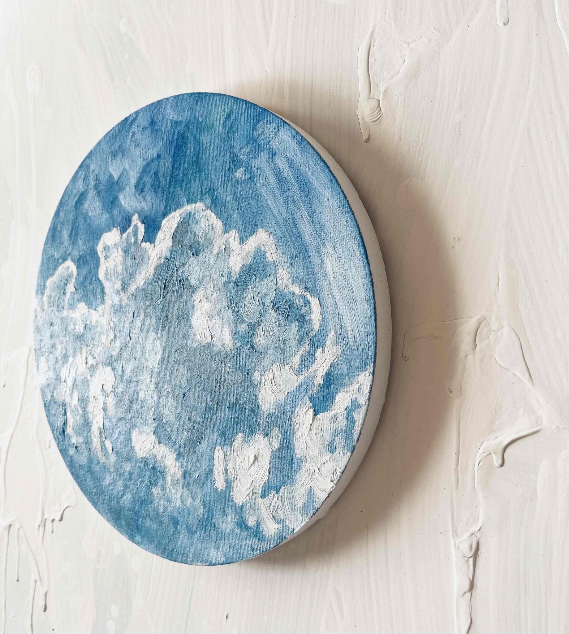原画・油彩「夏の空」絵画・直径25㎝・アート・丸形キャンバス – FROM