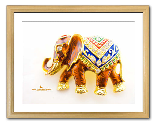 【額付アート写真/A3ノビ】ORANGE ELEPHANT BROOCH（オレンジ象のブローチ）