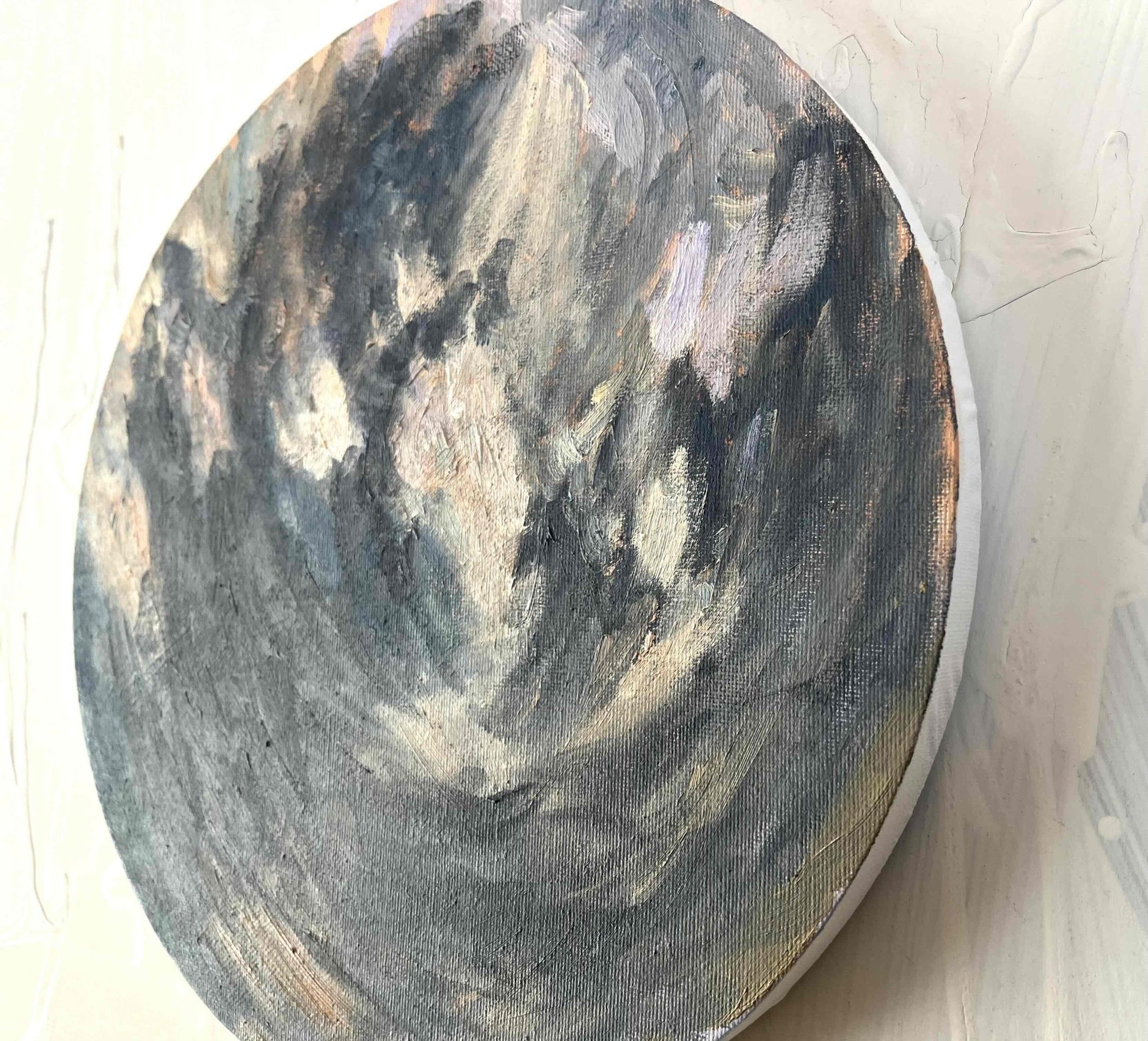 原画・油彩 『空』絵画・ 直径30cm・アート・ 丸形キャンバス - FROM ARTIST