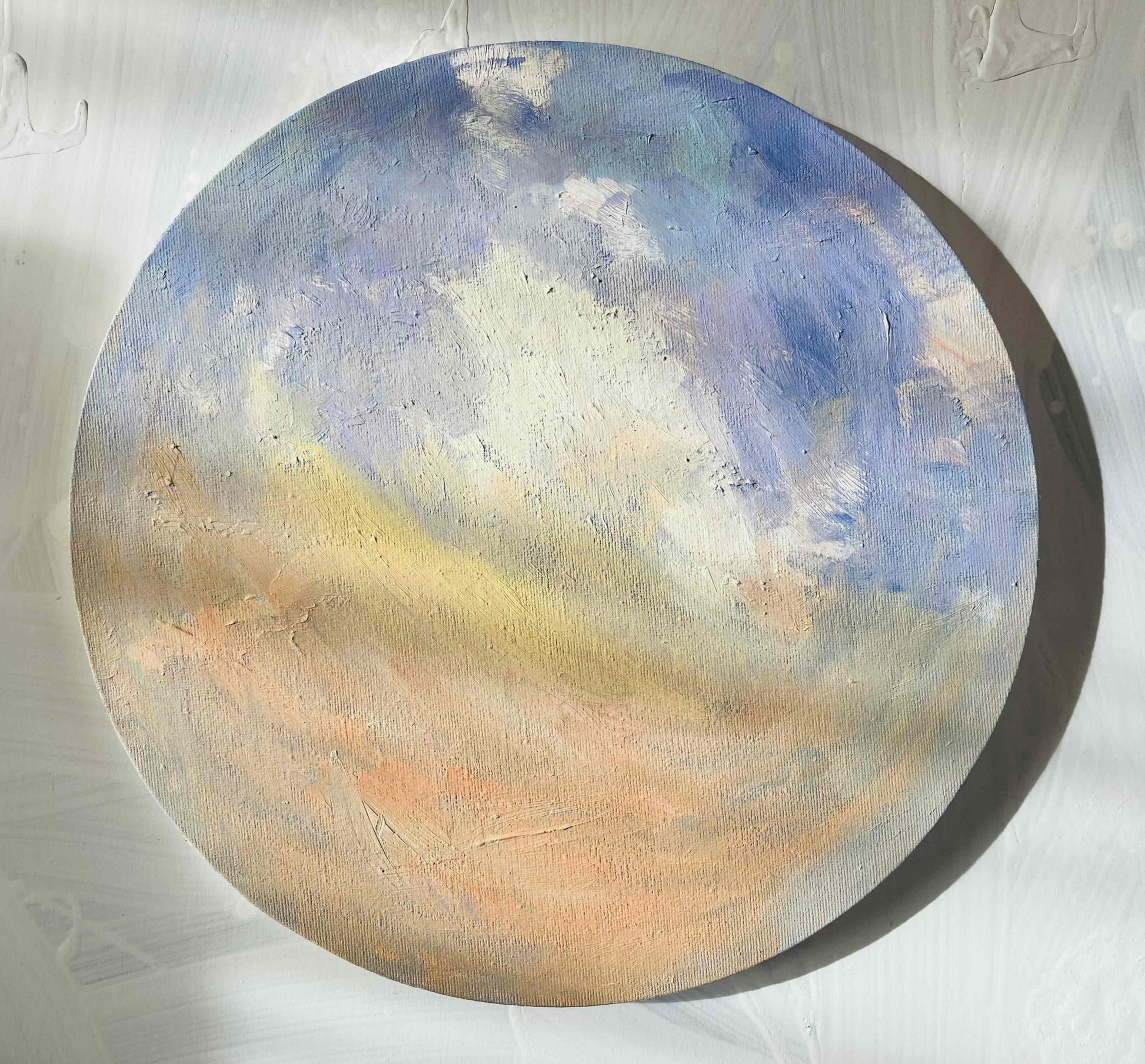 原画・油彩『朝の空』 絵画 ・直径30cm・アート・ 丸形キャンバス - FROM ARTIST