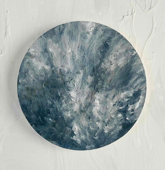 原画・油彩 『 雲間からの陽光』絵画・ 直径30cm・アート・丸形キャンバス - FROM ARTIST