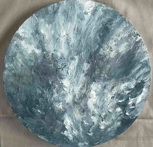原画・油彩 『 雲間からの陽光』絵画・ 直径30cm・アート・丸形キャンバス - FROM ARTIST