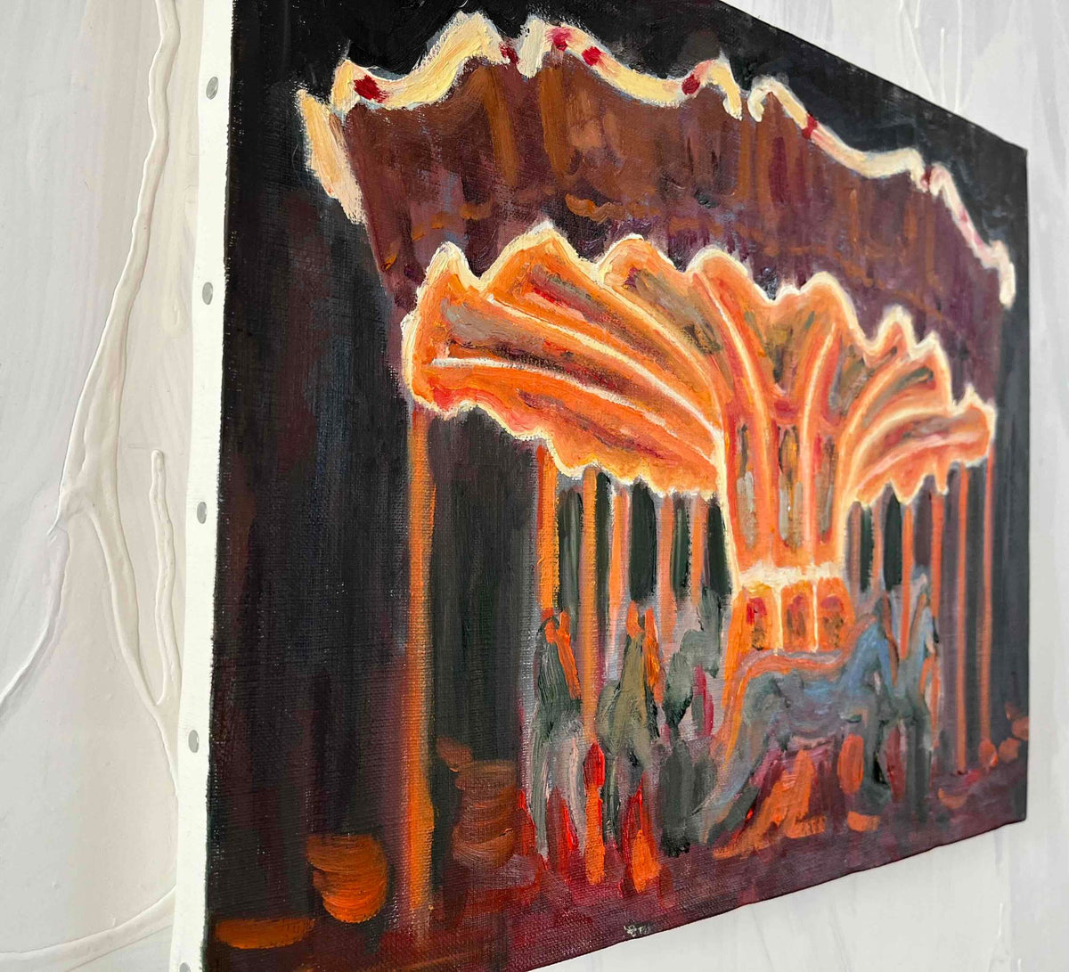 原画・油彩 「夜のメリーゴーランド7」 絵画・ F6（32×41cm ）アート・ キャンバス - FROM ARTIST