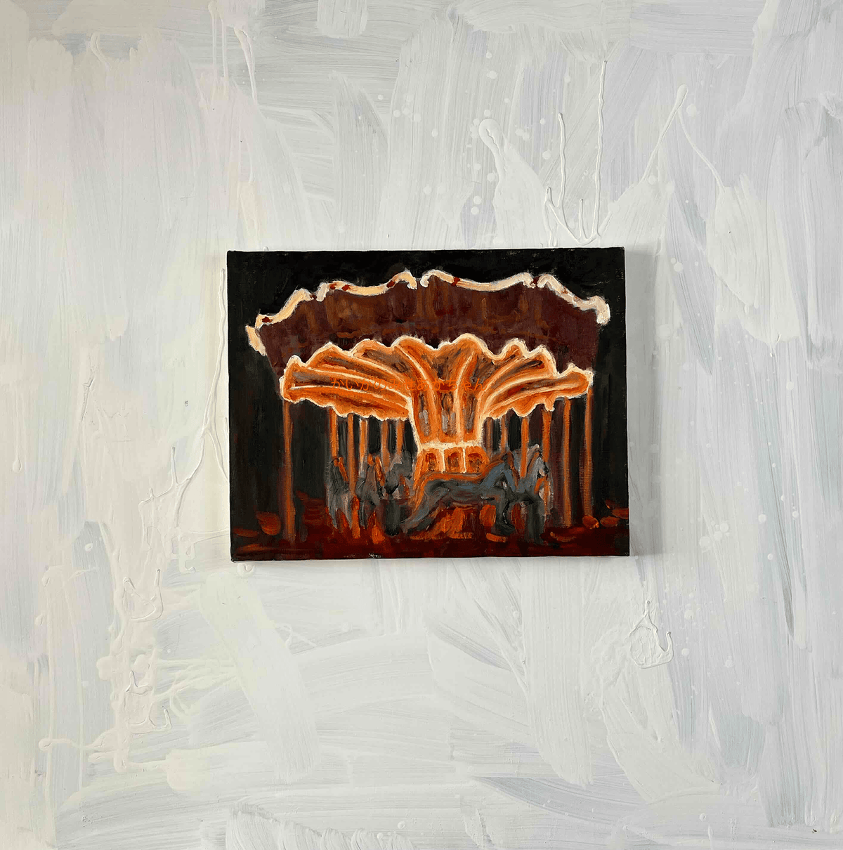 原画・油彩 「夜のメリーゴーランド7」 絵画・ F6（32×41cm ）アート・ キャンバス - FROM ARTIST