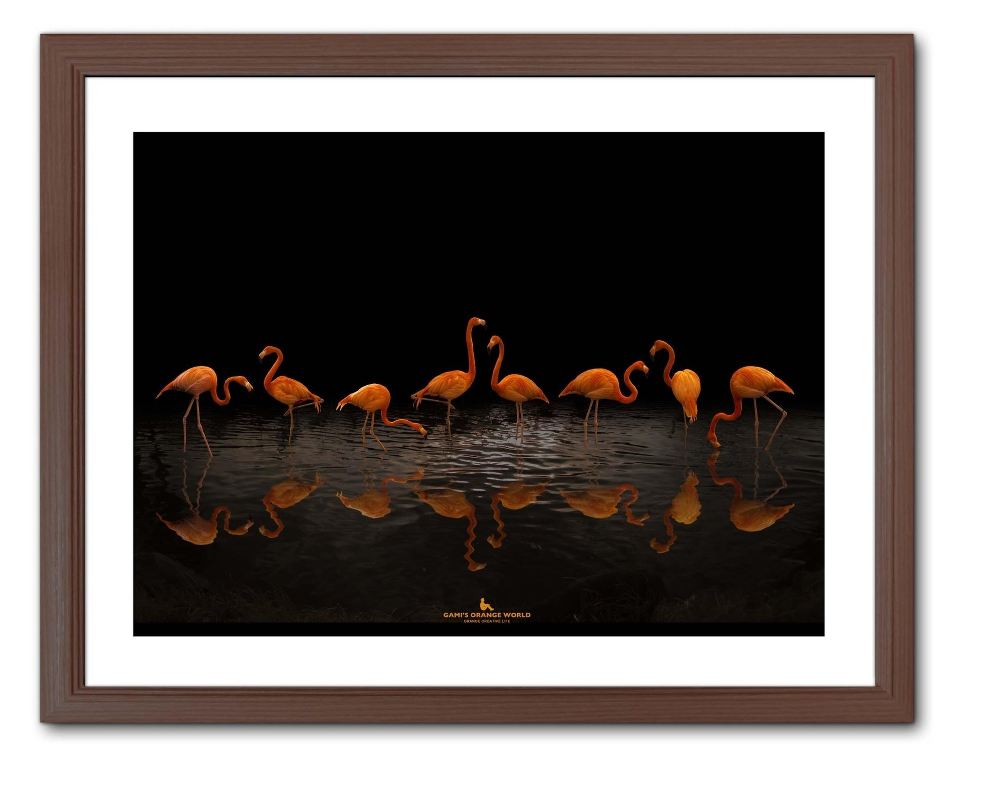 【額付アート写真/A3ノビ】EACH OF FLAMINGOS（それぞれのフラミンゴ） - FROM ARTIST