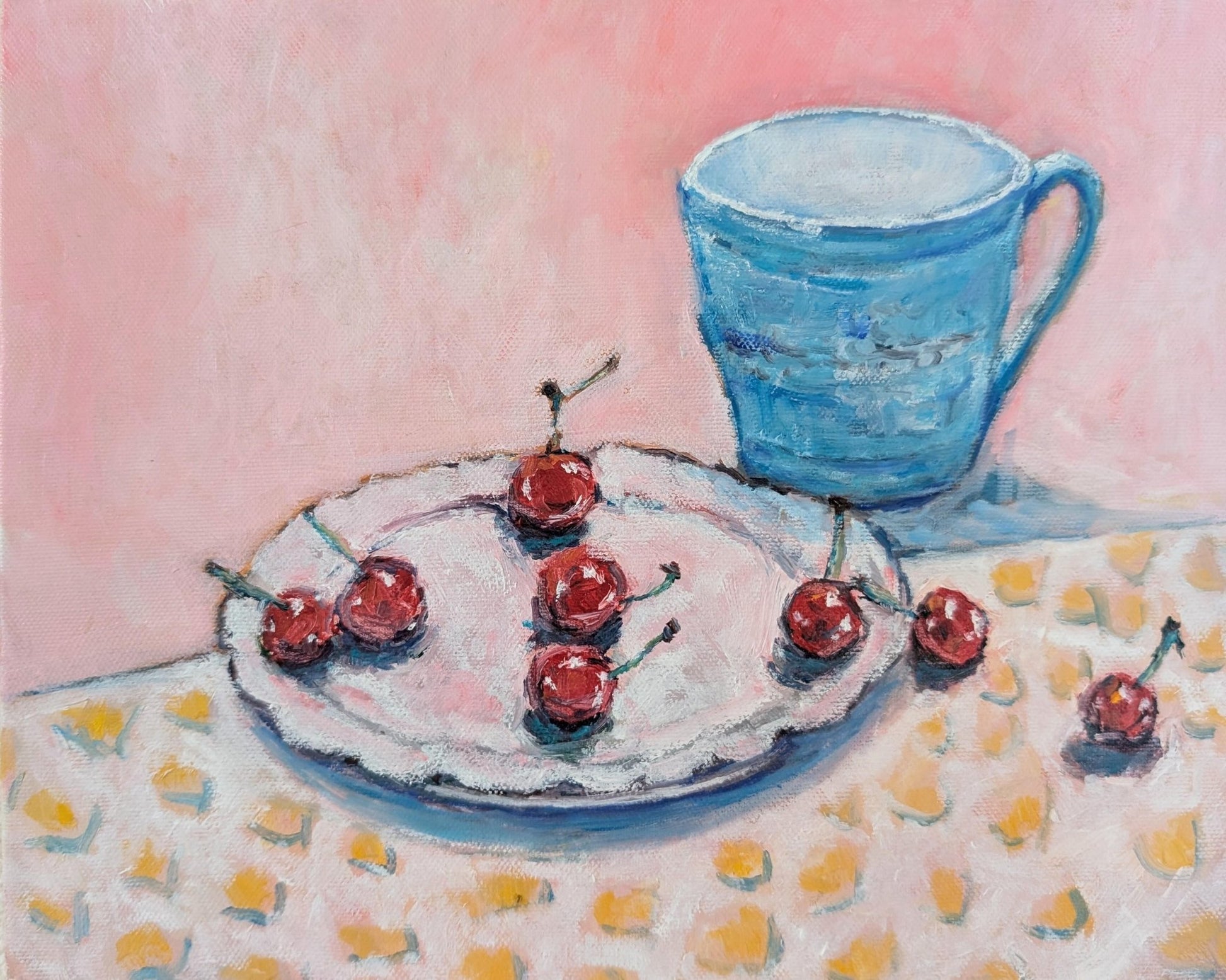 『チェリーとブルーのカップ（Cherries with a blue cup）』 - FROM ARTIST