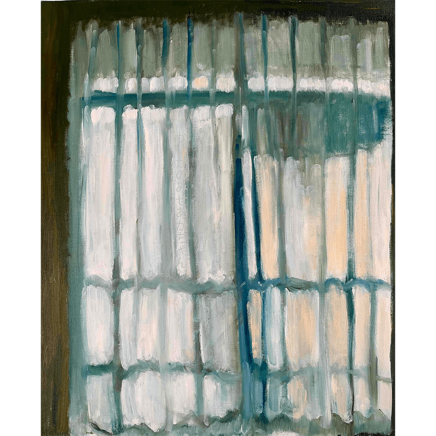 原画・油彩「サッシと洗濯物の影が透けて見えるカーテン」絵画・F12（50×61㎝）アート・キャンバス - FROM ARTIST