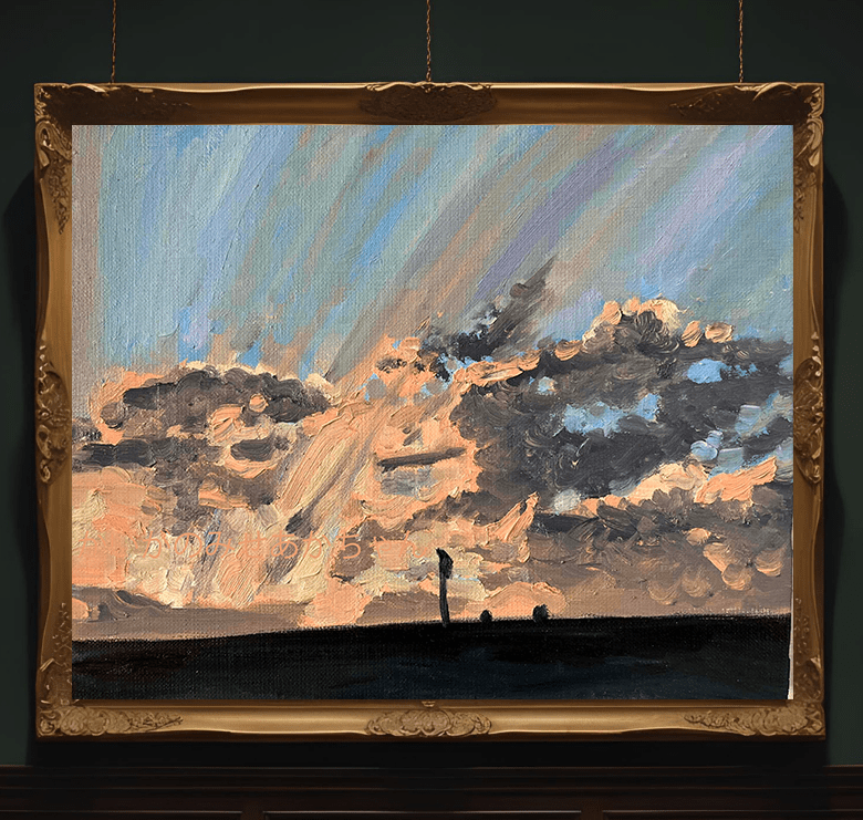 原画・油彩「私は沈むが私の残影を星の継がせよう」絵画・F3（ 22×27㎝）アート・キャンバス - FROM ARTIST