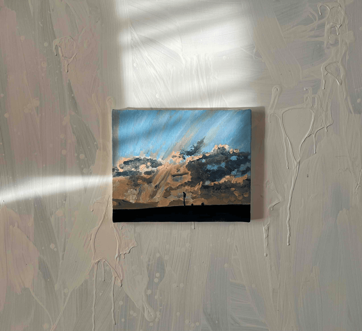原画・油彩「私は沈むが私の残影を星の継がせよう」絵画・F3（ 22×27㎝）アート・キャンバス - FROM ARTIST