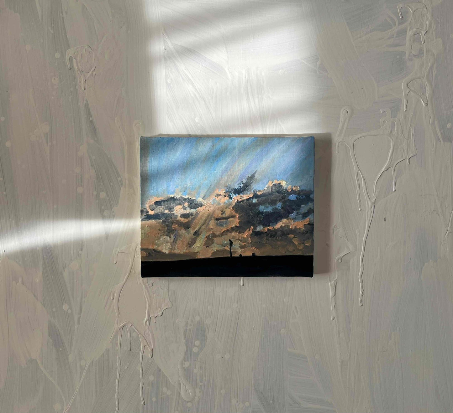 原画・油彩「高速と夕空」絵画・F3（ 22×27㎝）アート・キャンバス - FROM ARTIST