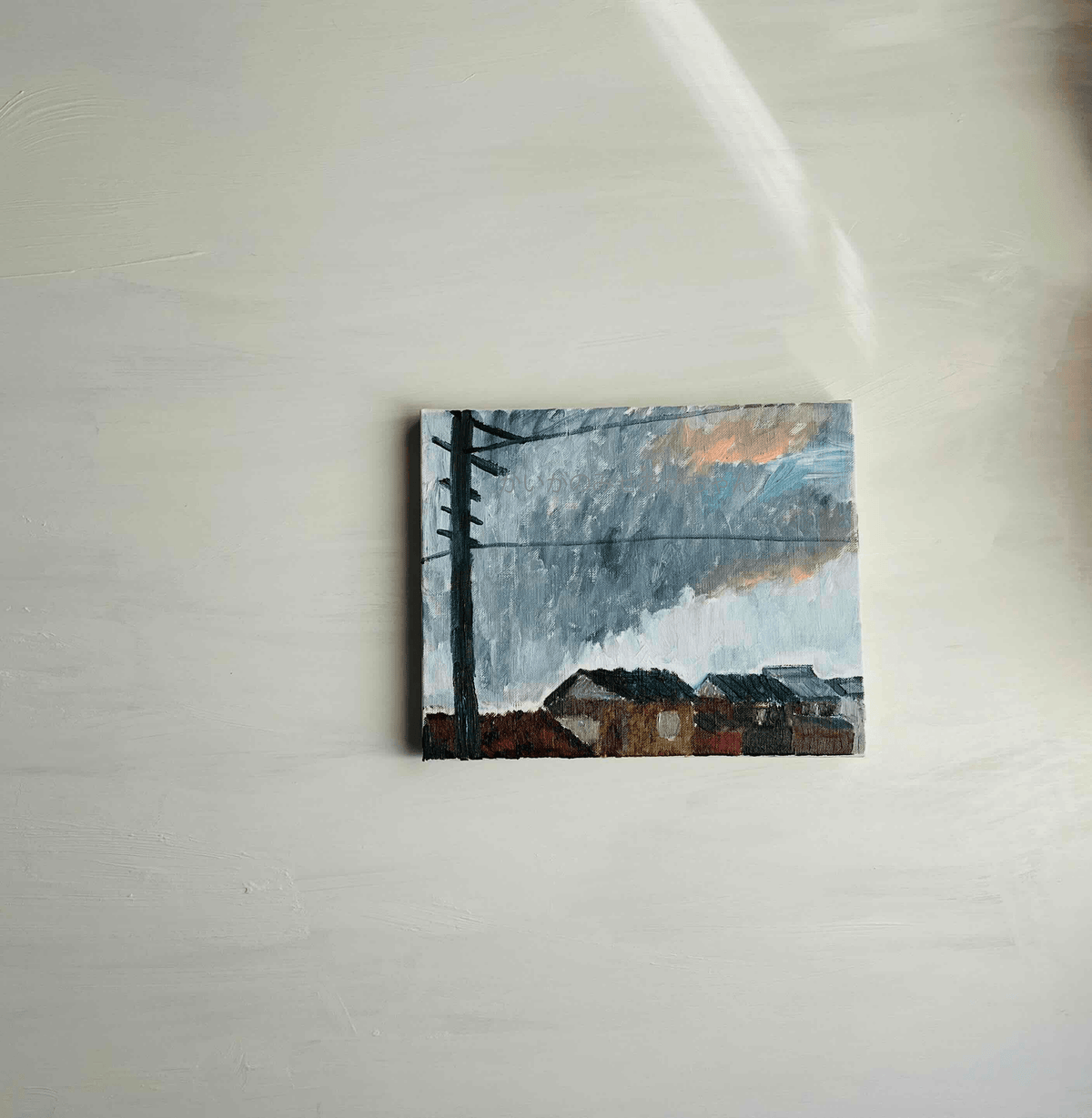 原画・油彩「住宅の在る風景」絵画・F3（22×27㎝）アート・キャンバス - FROM ARTIST