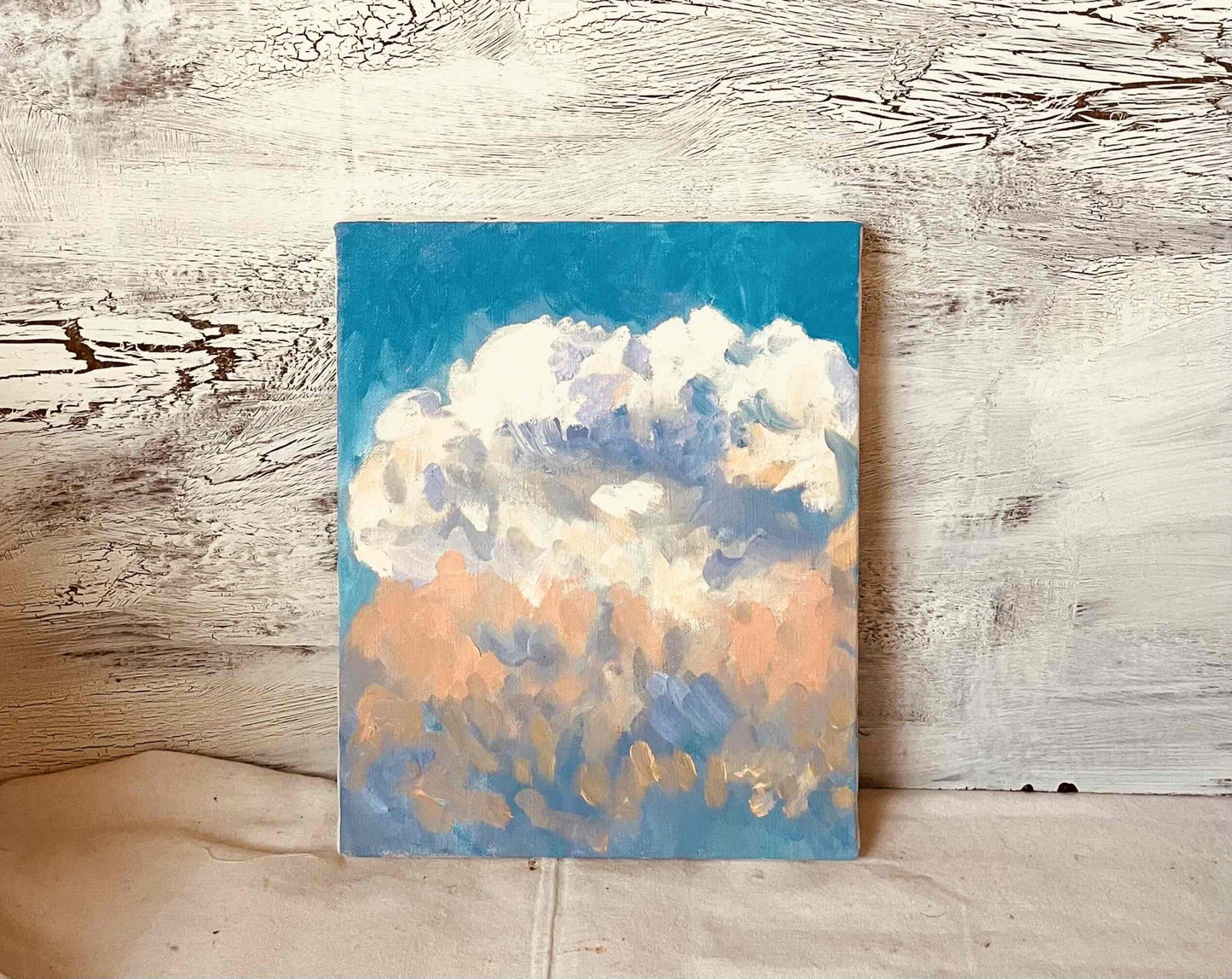 原画・油彩「夏の夕方の空」絵画 ・F3（22×27㎝ ）アート・キャンバス - FROM ARTIST