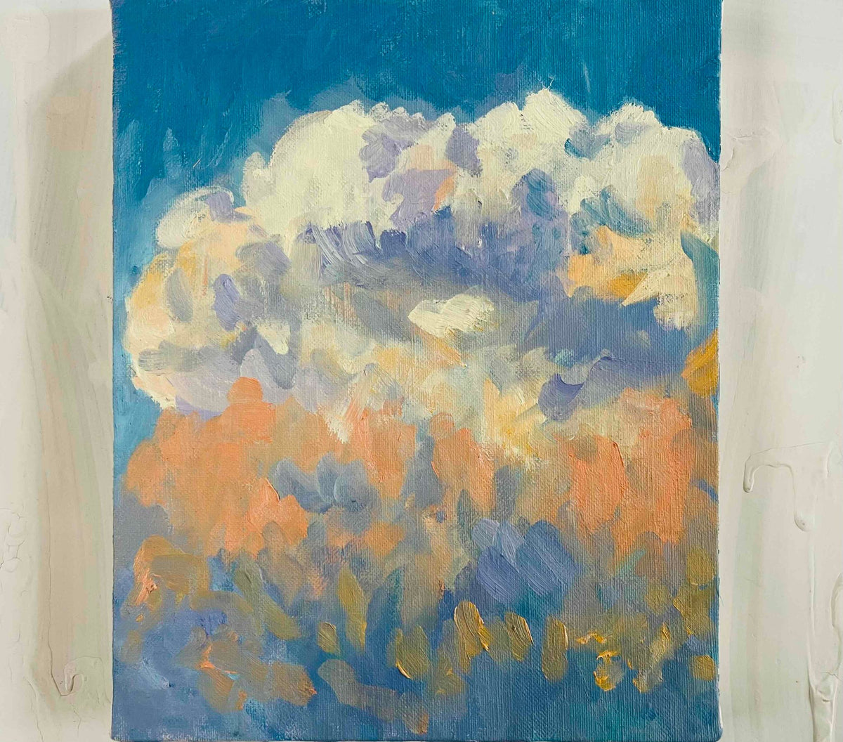 原画・油彩「夏の夕方の空」絵画 ・F3（22×27㎝ ）アート・キャンバス - FROM ARTIST