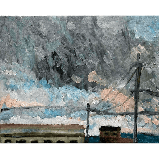 原画・油彩「工場と空」絵画・F3（22×27㎝） - FROM ARTIST
