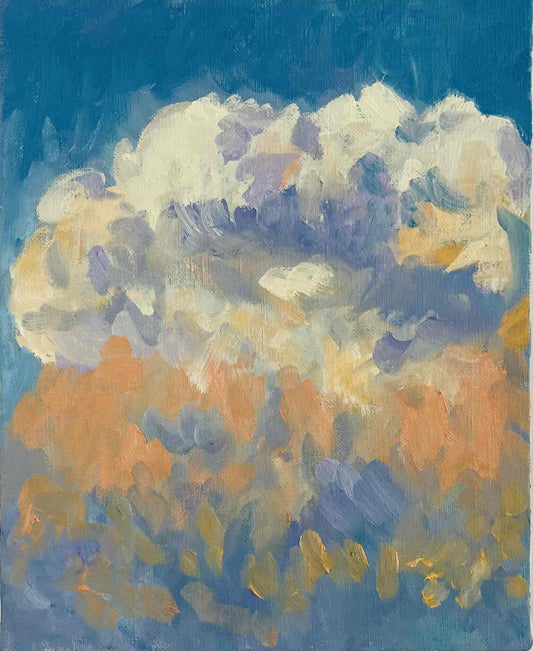 原画・油彩「夏の夕方の空」絵画 ・F3（22×27㎝ ）アート・キャンバス - FROM ARTIST