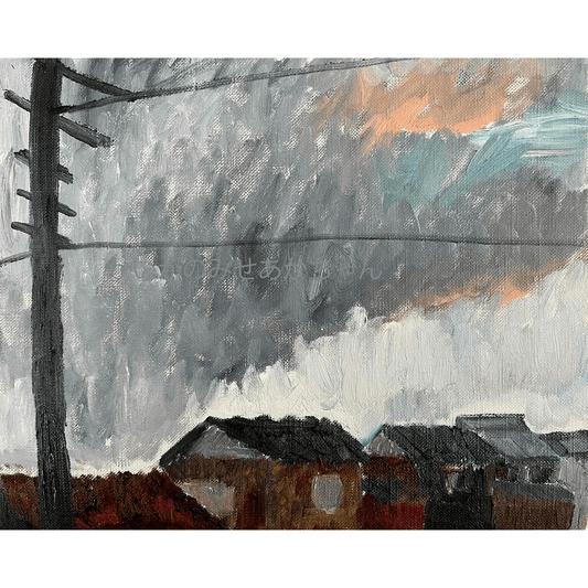 原画・油彩「住宅の在る風景」絵画・F3（22×27㎝）アート・キャンバス - FROM ARTIST
