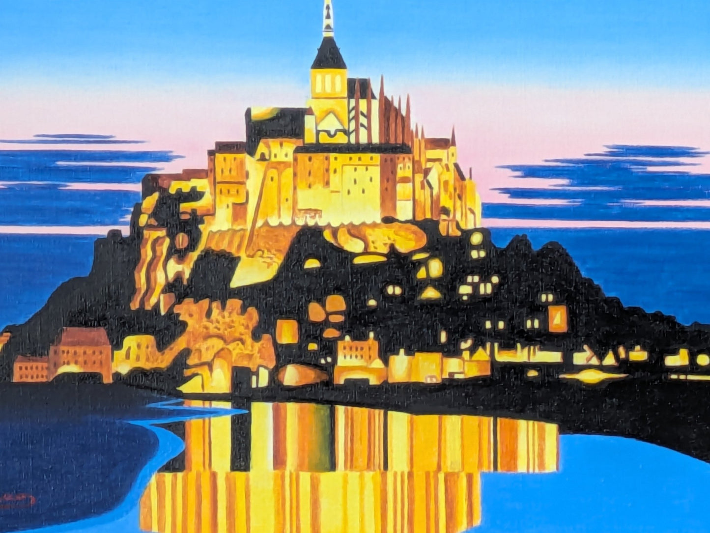 ★夕暮れのモン・サン・ミッシェル・肉筆油彩画・F6キャンバスのみ - FROM ARTIST