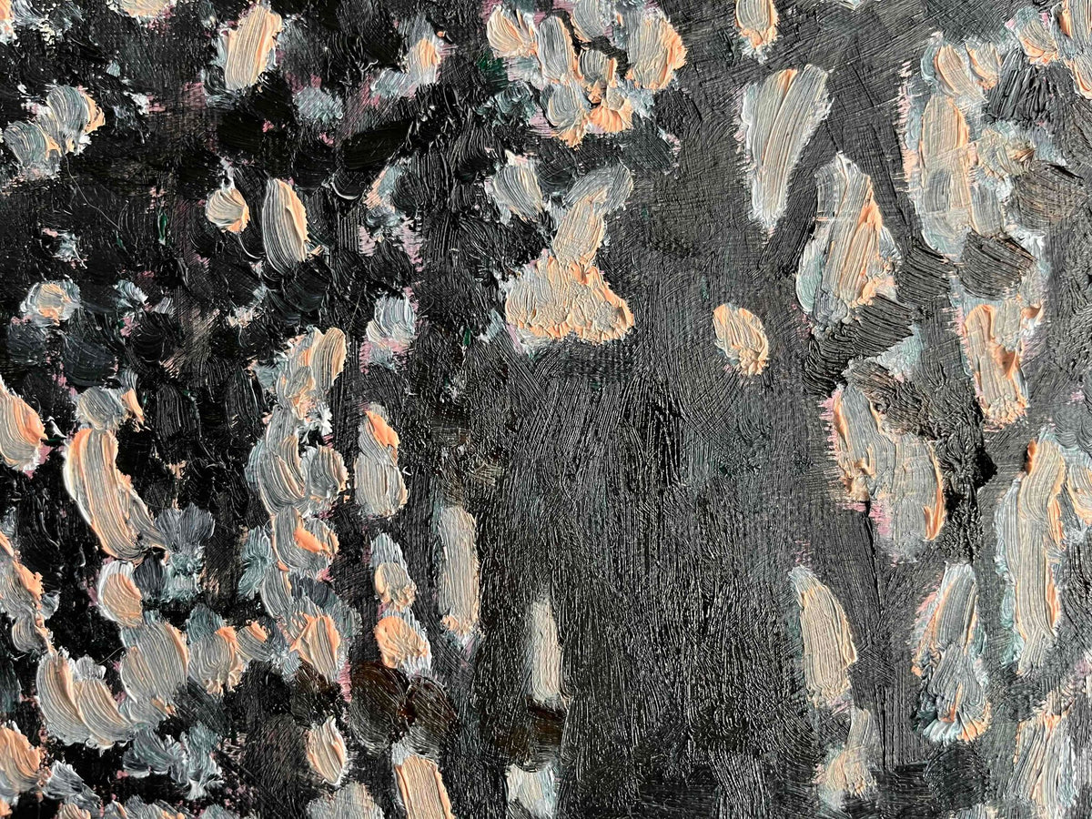 原画・油彩「朝の堤防とあかちゃん。」絵画・F6（32×41㎝）アート・キャンバス - FROM ARTIST