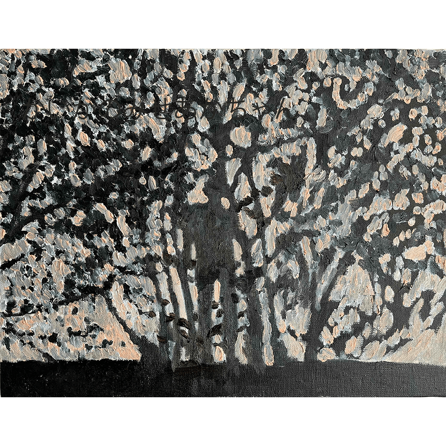 原画・油彩「朝の堤防とあかちゃん。」絵画・F6（32×41㎝）アート・キャンバス - FROM ARTIST