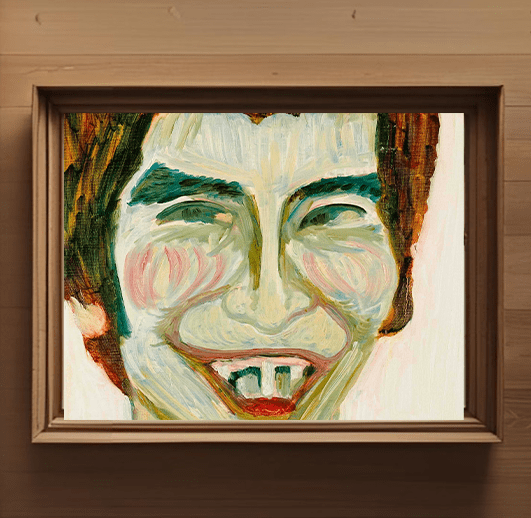 原画・油彩「ビリビリうんちだった」絵画・F8（38×46㎝）アート・キャンバス - FROM ARTIST