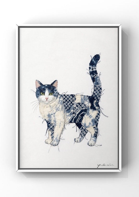 FABRIC MEMORY - Indigo Cat 1 - FROM ARTIST