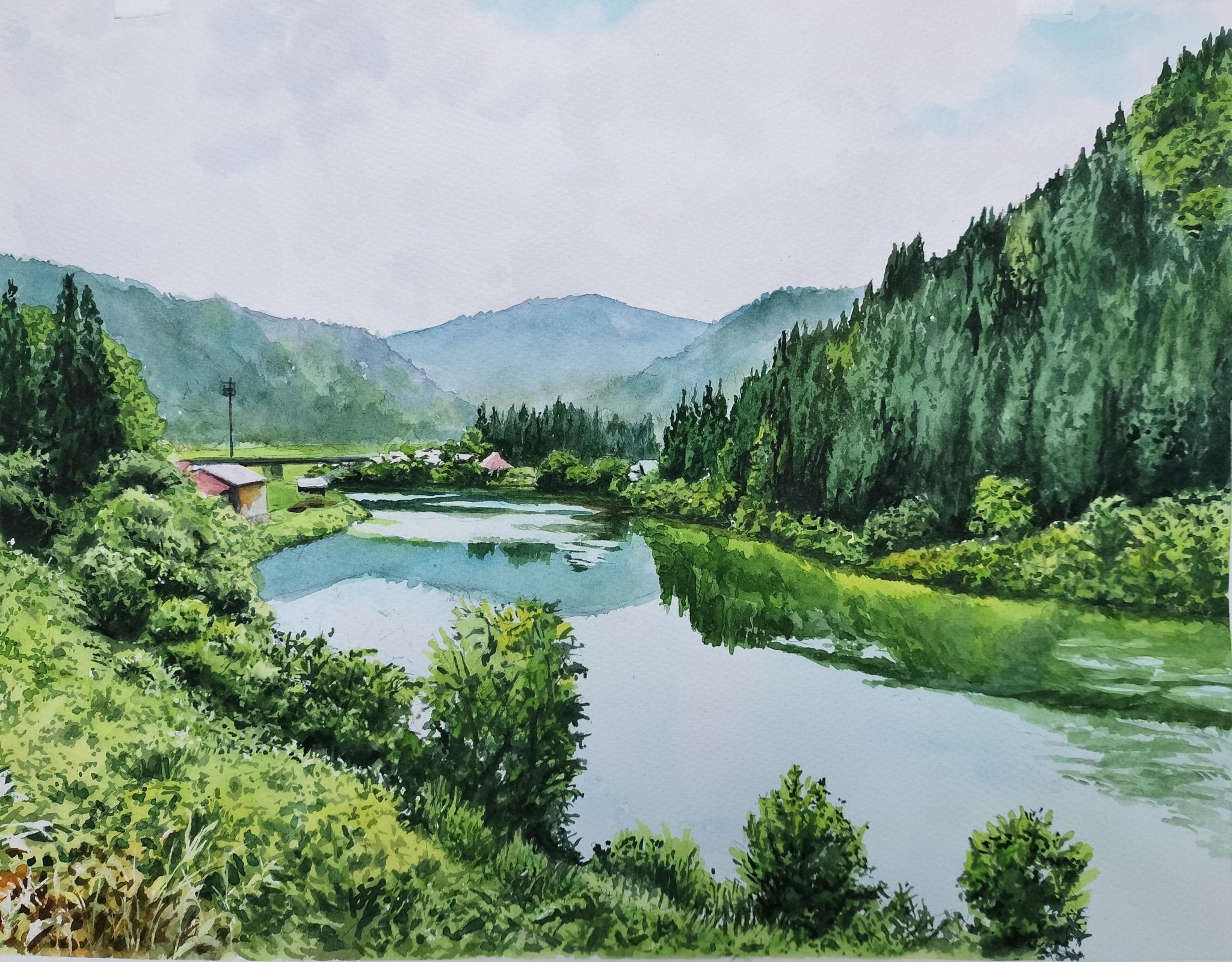 絵画の通販、購入ならFROM ARTIST/作品名：緑溢れる川景色/作家名