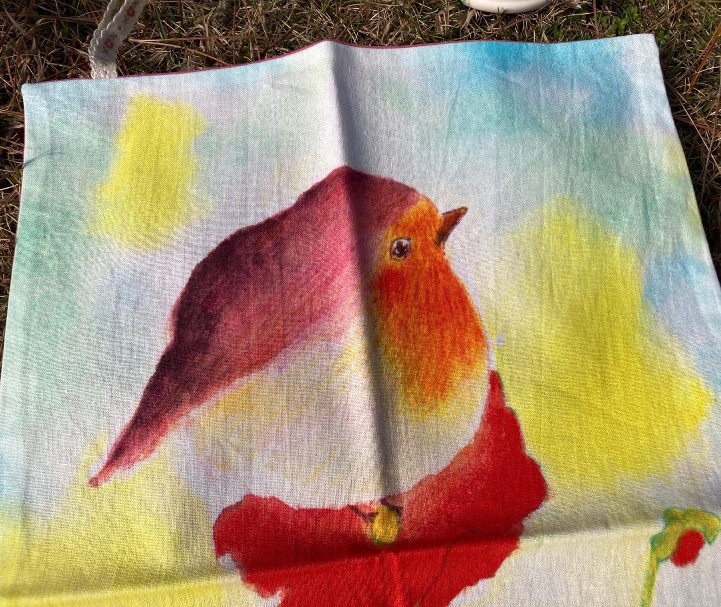 ティータオル・キッチンタオル　ポピーと小鳥 - FROM ARTIST
