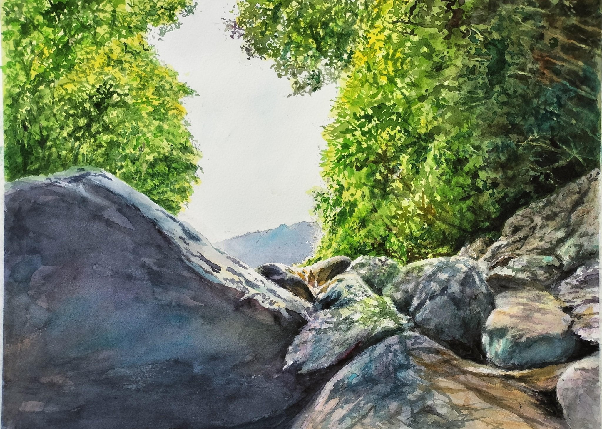 絵画の通販、購入ならFROM ARTIST/作品名：岩越しの風景/作家名：山崎 香住