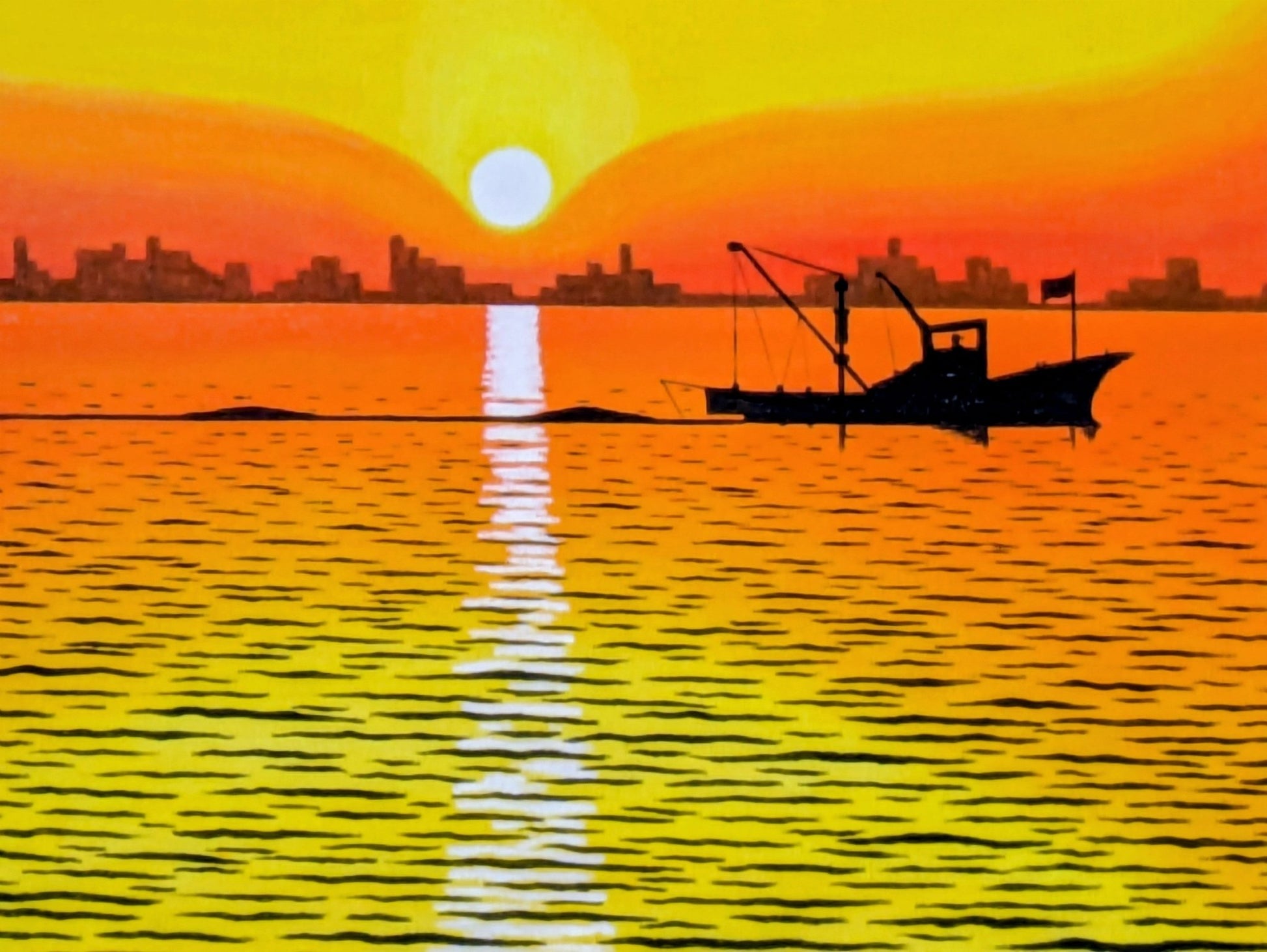夕暮れの帰船．キャンバスのみ - FROM ARTIST