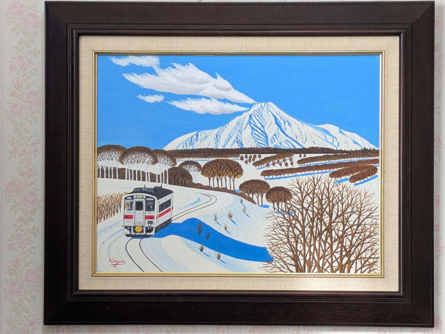 冬の利尻富士と走る電車 - FROM ARTIST