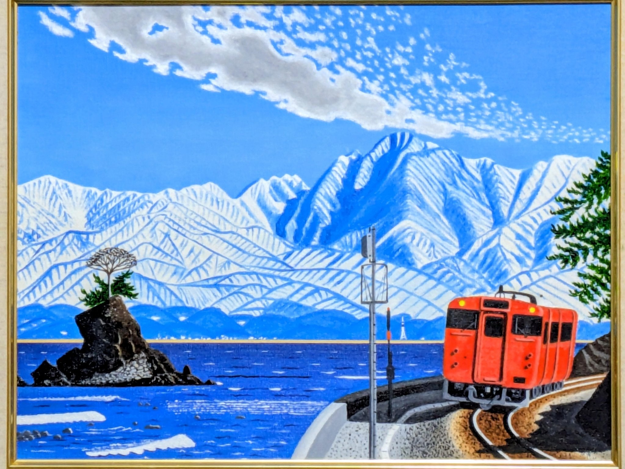保谷の風景 100周年記念 絵葉書 絵画の通販、購入ならFROM ARTIST/作品名：雨晴海岸を走る電車/作家名