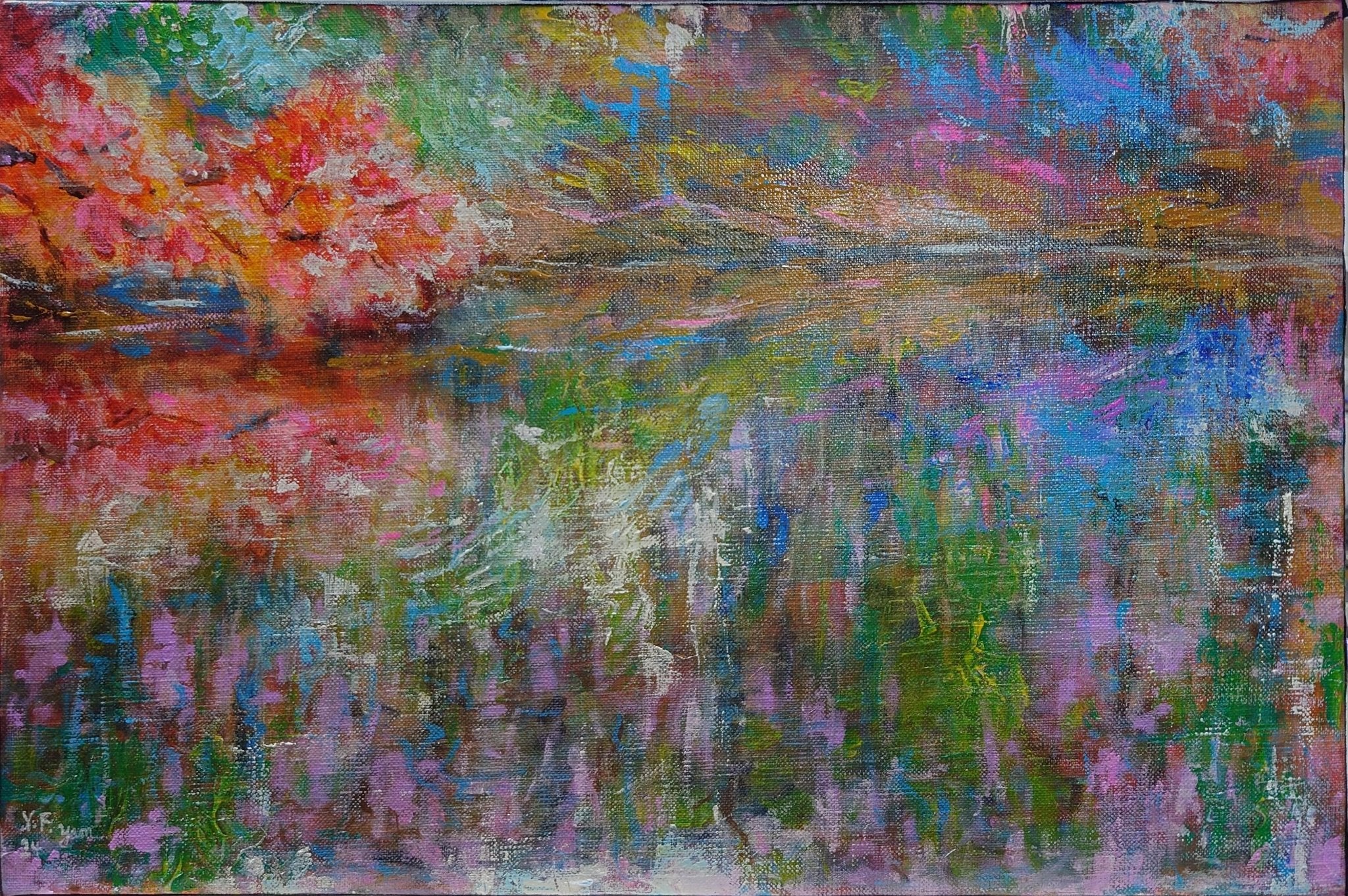 超美品！値下げ交渉あり。金箔でもみじ（紅葉）アクリル画絵画